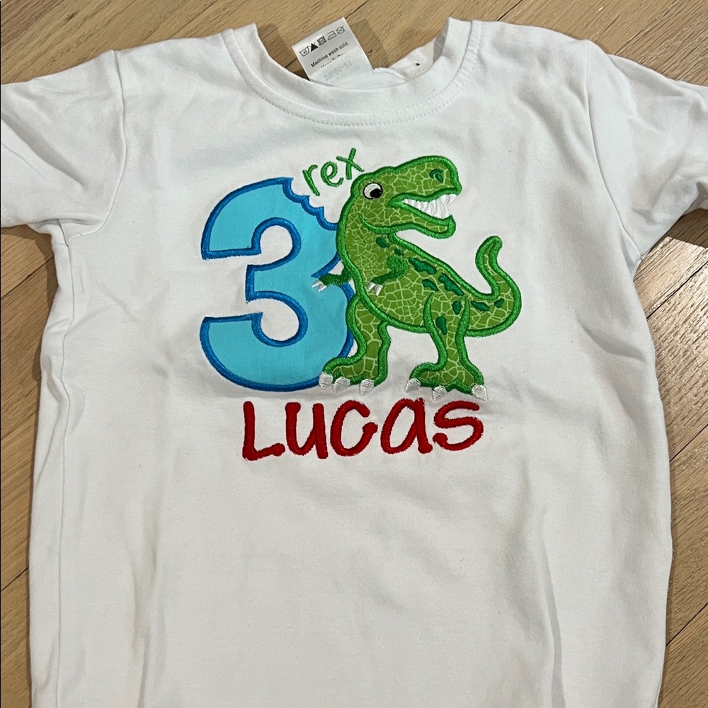 White Dinosaur Graphic Kids Shirt